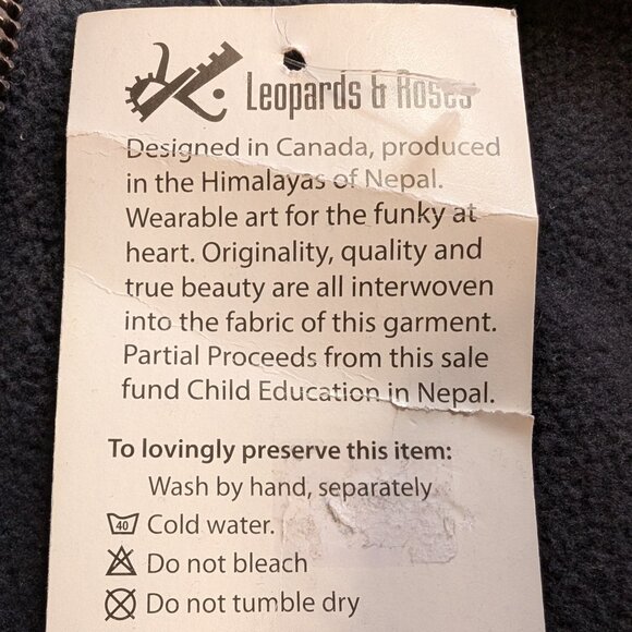 LEOPARDS & ROSES coat jacket Sz S embroidered 100% COTTON ETHICAL MADE in NEPAL - Picture 10 of 14